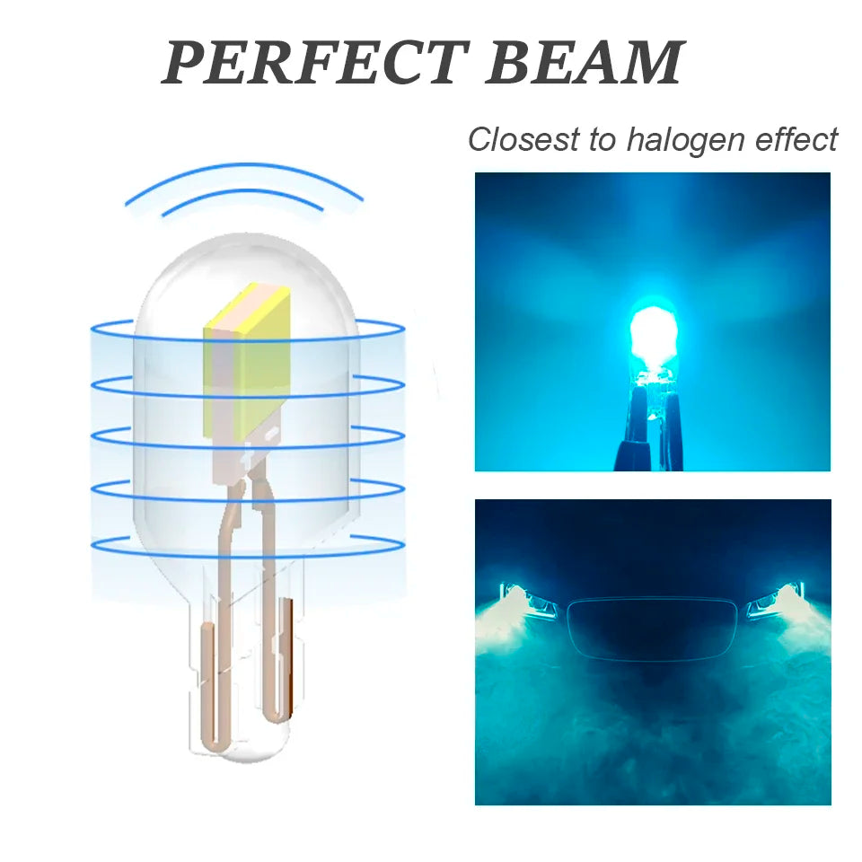2x T10 LED W5W Car Light 2022 Newest Sapphire COB Glass Lamp Bulb Auto Accessories Drive-free Wedge Turn Door Reading 12V 6000K