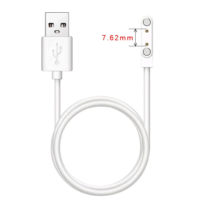 Universal 2Pin 4mm 7.62mm 4Pin Strong Magnetic Charge Cable USB Charging Line Cord Black White for Smart Watches
