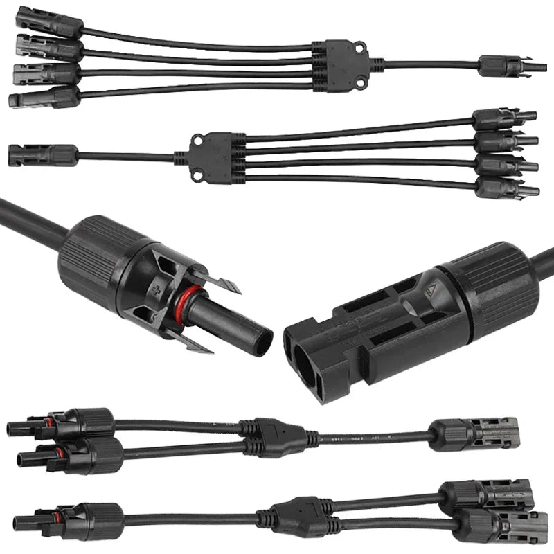 1/5Sets Photovoltaic PV Solar Cell Connector Solar Panel Parallel Connection PV Plug 1 To 2/3/4Way 30A 1000V Y Type Connector