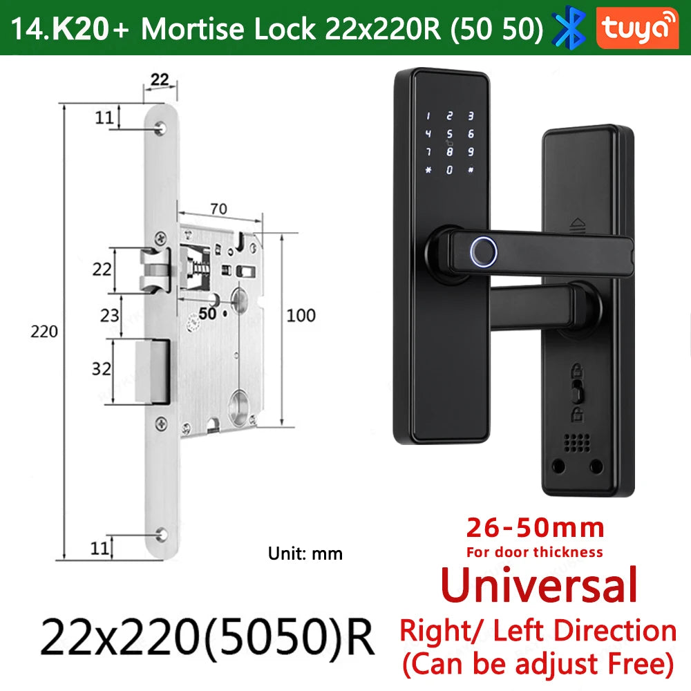CDOK K20-Tuya Bluetooth door lock, multiple unlocking methods, suitable for office/apartment/B&B/bedroom doors