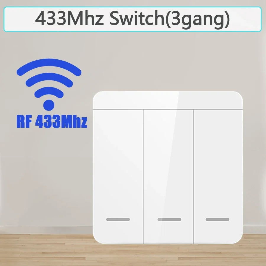 Self-powered 433Mhz Wireless Wall Switch Battery Required Remote Control Light Switch Waterproof 1 2 3Gang No Wiring