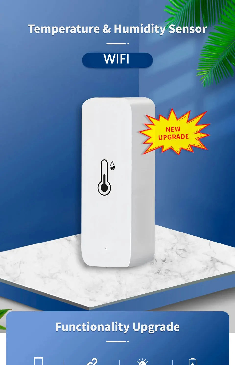 Tuya WiFi Temperature and Humidity Smart Home Thermometer Hygrometer APP Remote Alarm Work with Alexa Google Home