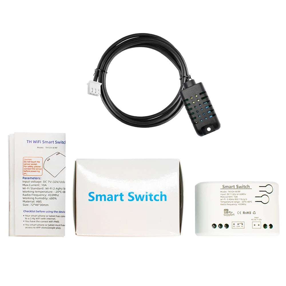 Smart Temperature Humidity Wifi Switch 10A 2000W Intelligent Monitoring Thermostat Compatible with Ewelink Alexa Google Home