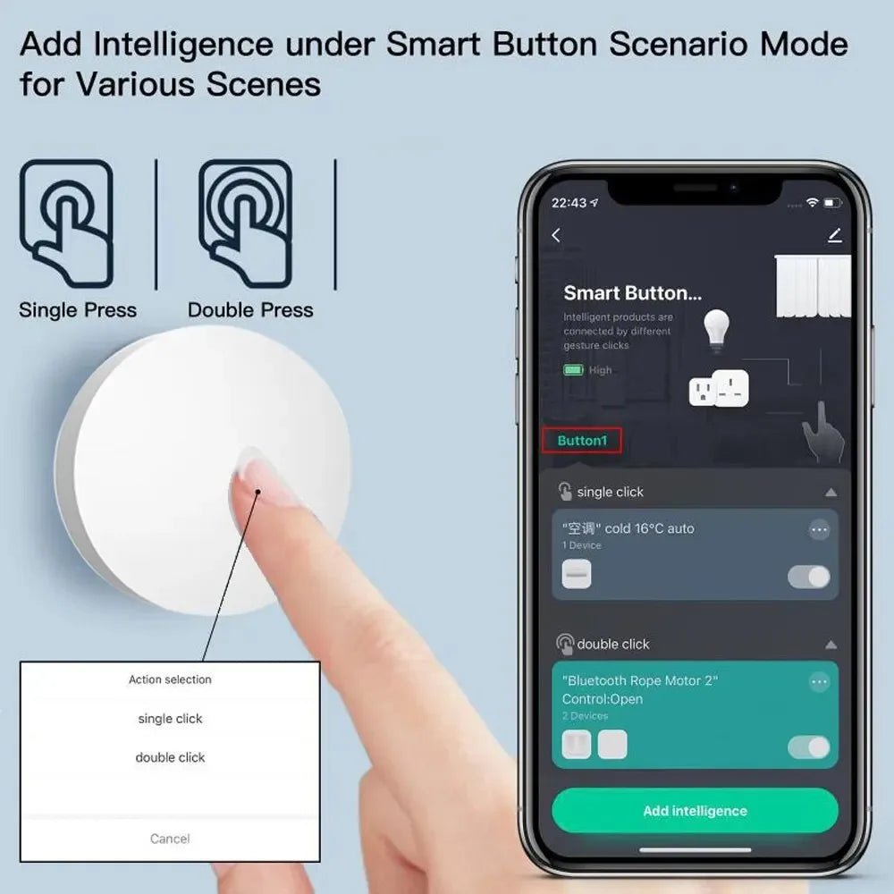 Tuya ZigBee Smart Button Scene Switch Multi-scene Linkage Wireless Key Switch Battery Powered Automation Need Zigbee Gateway