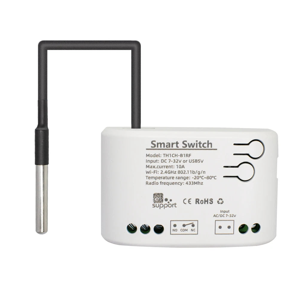 Smart Temperature Humidity Wifi Switch 10A 2000W Intelligent Monitoring Thermostat Compatible with Ewelink Alexa Google Home