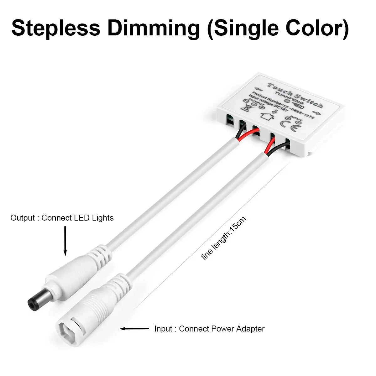 12V LED Dimmer Switch Capacitive Brightness Adjustable Touch Sensor Switch For Bathroom Mirror Light Backlight Decoration