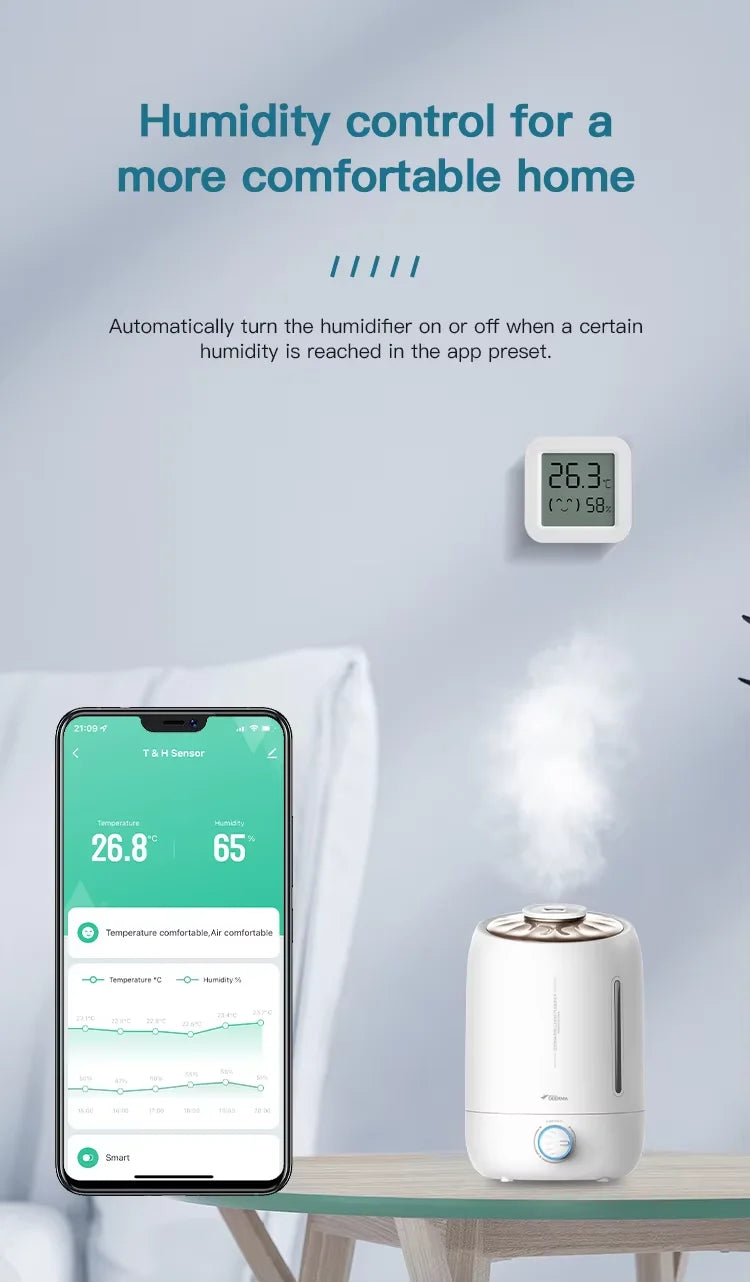 Zigbee Temperature Humidity Sensor For Smart Home LCD Screen Works With Tuya Alexa Google Home APP Smart Life Tuya Smart Yandex