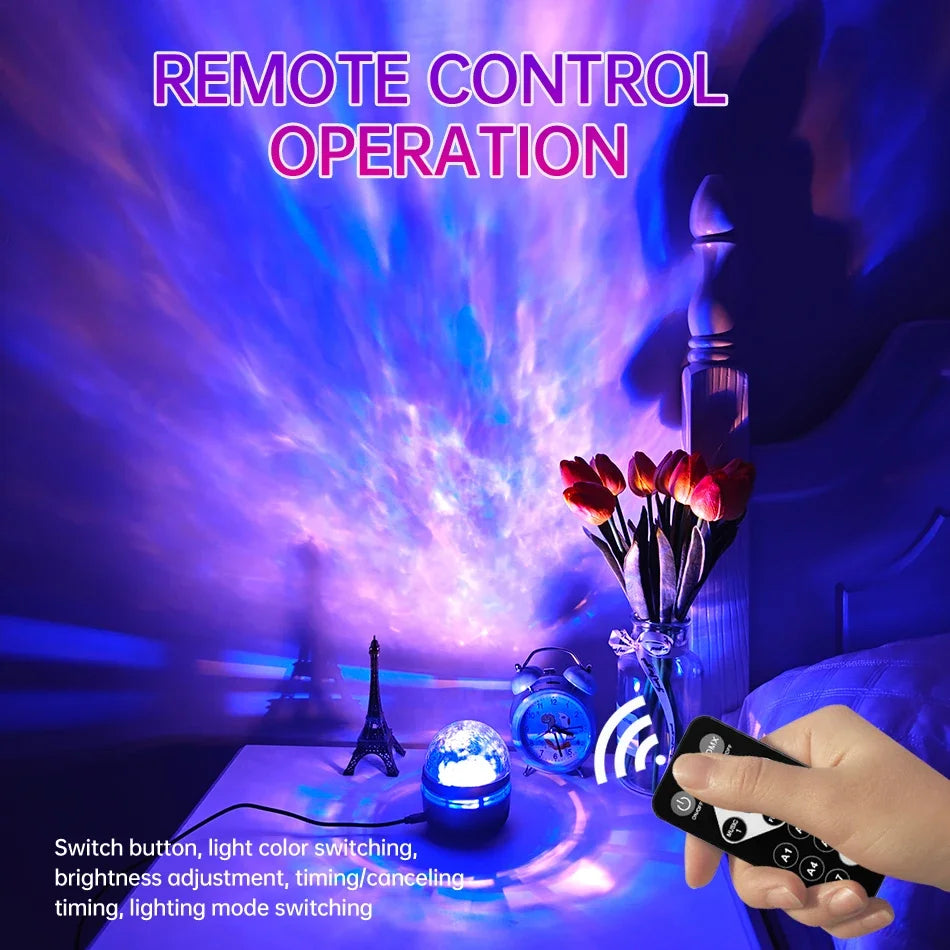 LED Galaxy Projector Night Light USB Rotating Magic Star Moon Lamp Remote Control Colorful Sky Light for Bedroom Kids Room Decor