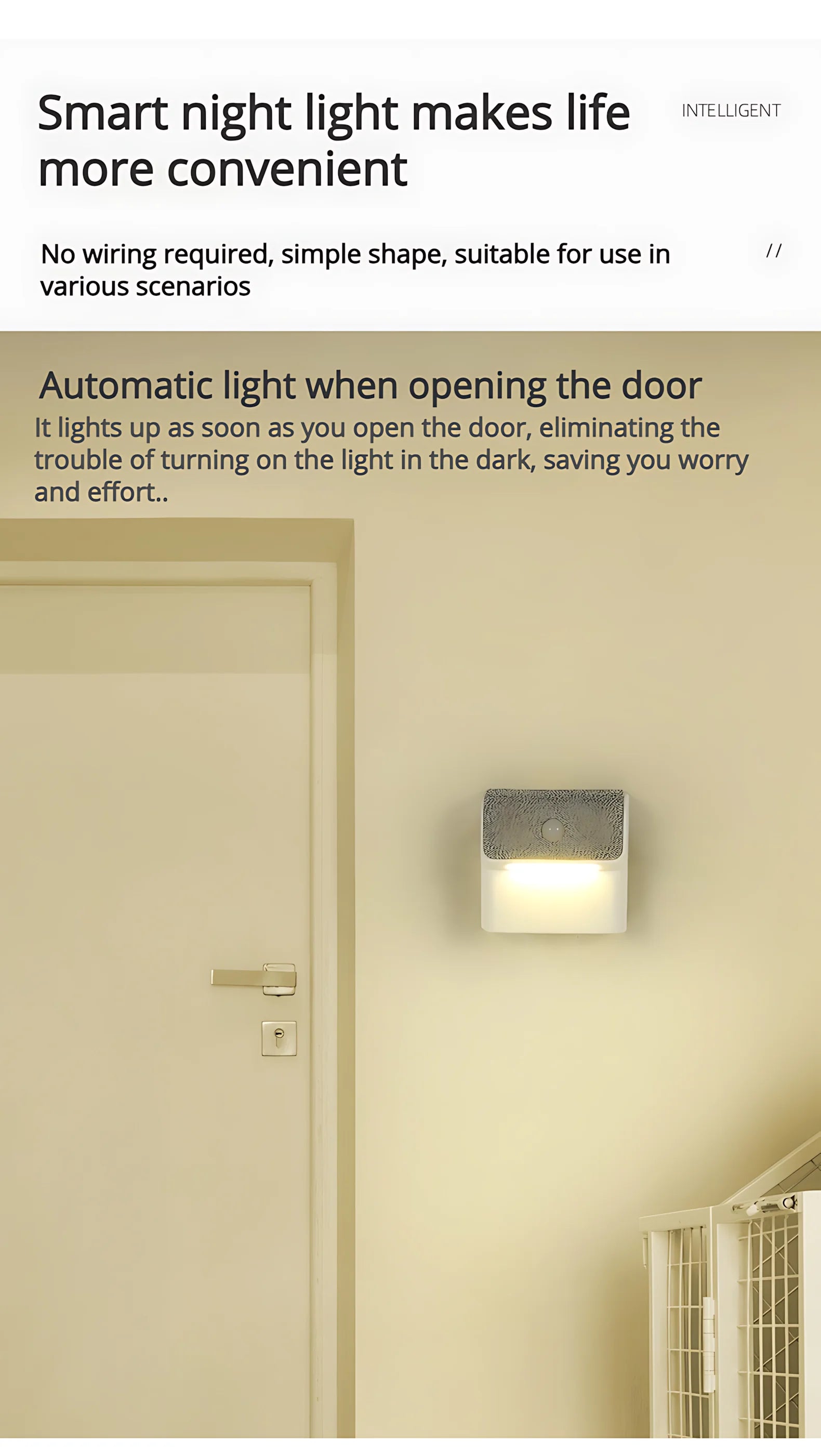 Smart Human Motion Sensor Wall Lamp, Rechargeable Wireless Magnetic LED Night Light, Auto On/Off for Closet Hallway Stairs