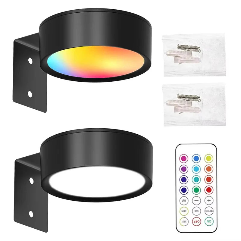 1/2PCS LED Wall Picture Light for Art Display Decor，Remote Control Painting Light with 13 Color Adjustable,AAA Battery Powered
