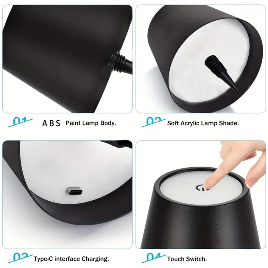 USB Charge Bottle Table Lamp Touch Control of 3 Colors and Stepless Dimming Night Lamp Suitable for Bar Wine Bottles Desk Lights