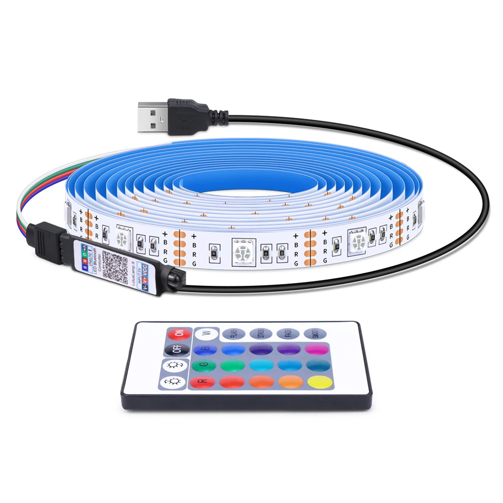Creative USB 5V LED RGB Strip Light Dimmable APP Control Wireless Bluetooth With Remote Controller Bedroom Mirror Computer Decor