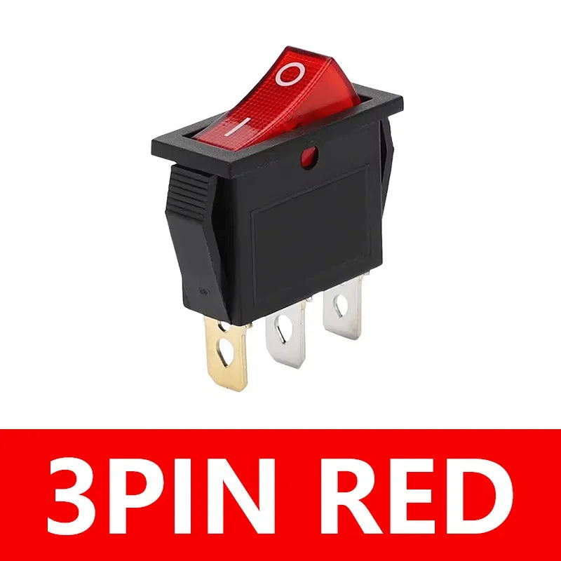 5/20PCS KCD3 Rocker Switch with LED ON OFF 16A 250V 220V 3 Pin 20A Small Light Cover Cap for Electric 2Position Switch