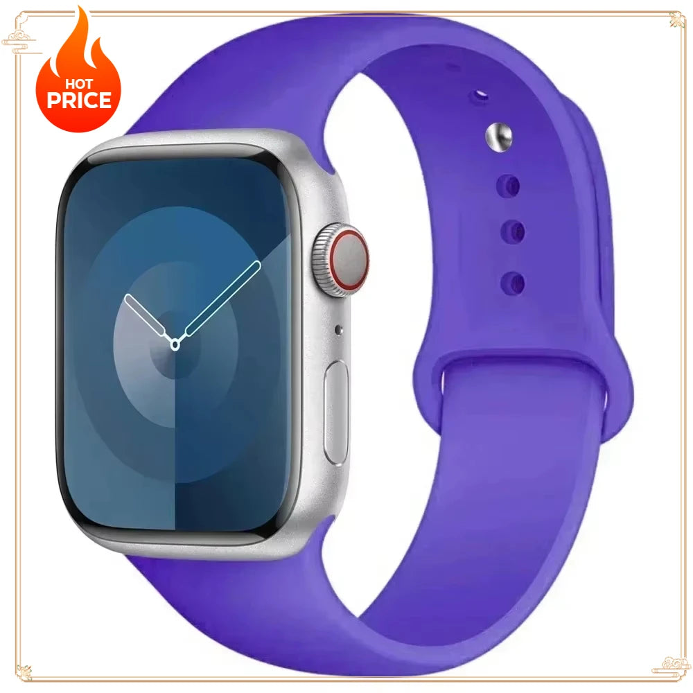 Original Silicone Strap for Apple Watch Band 38/40/41/42/44/45/46MM 49mm Bracelet for Iwatch Serie 10 9 7 4 5 6 8 SE Ultra 2 3
