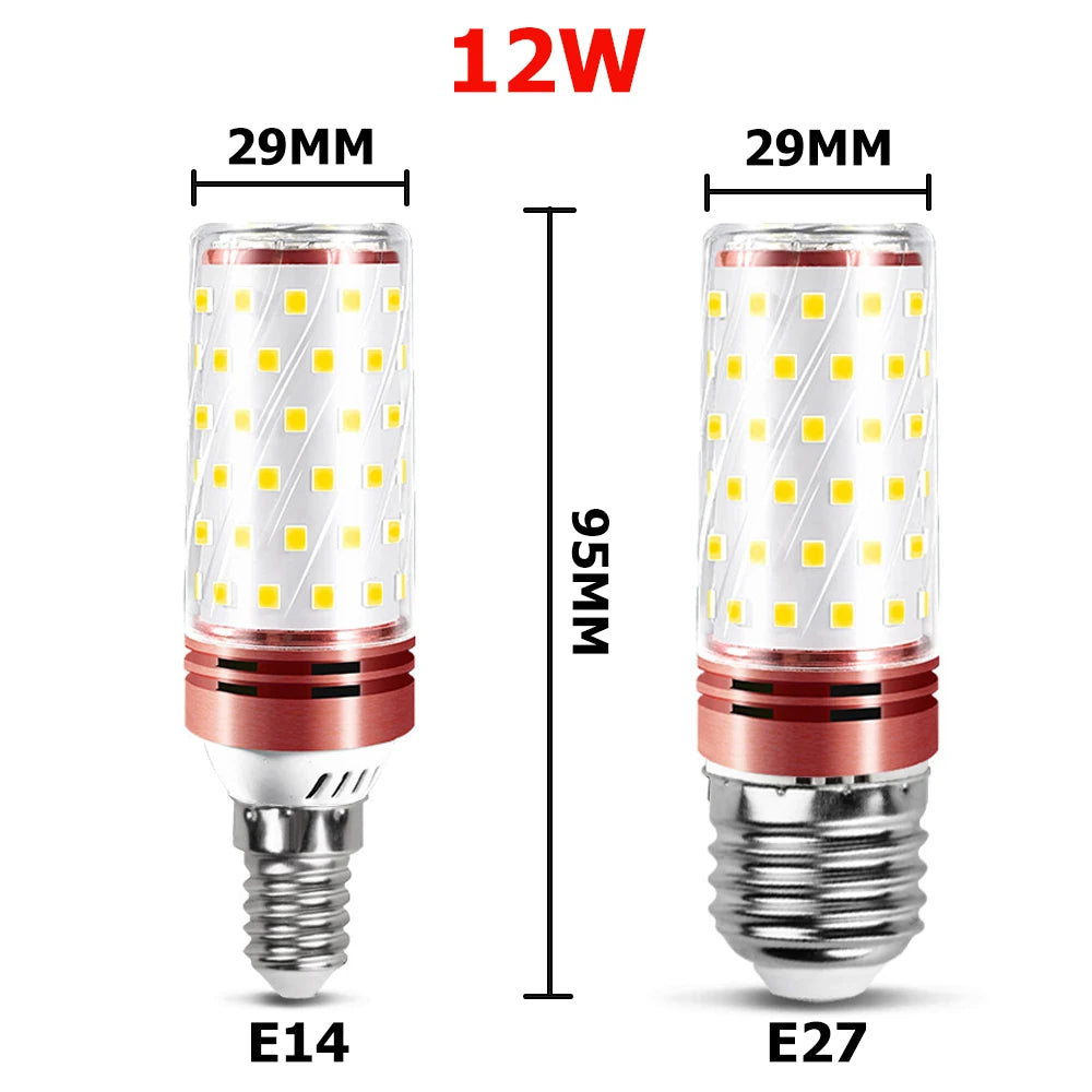 10PCS/Set E27 E14 LED Light 12W 16W 20W Super Bright Lamp Tricolor Changeable Corn Bulb 110V 220V for Home 360Degree Lighting