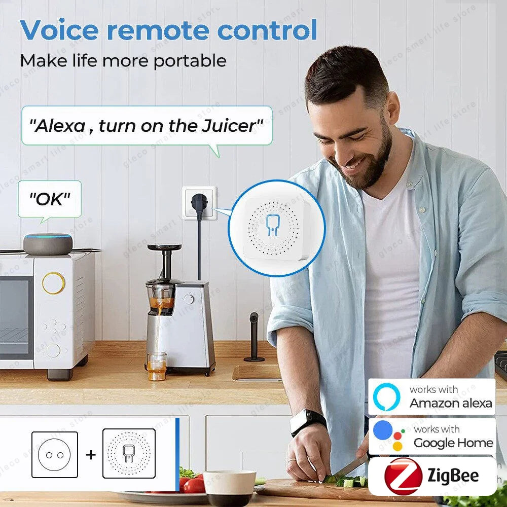 Tuya Zigbee 3.0 16A Smart Mini Switch Module DIY 2 Way Control 1/2CH Smart Home Relay Automation Breaker For Alexa Google Home