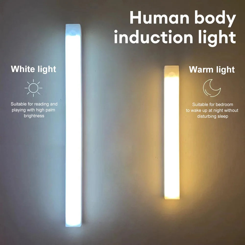 Motion Sensor Light Wireless Rechargeable LED Night Light Closet Cabinet Wardrobe Lamp Kitchen Staircase Backlight 10/20/30/50cm
