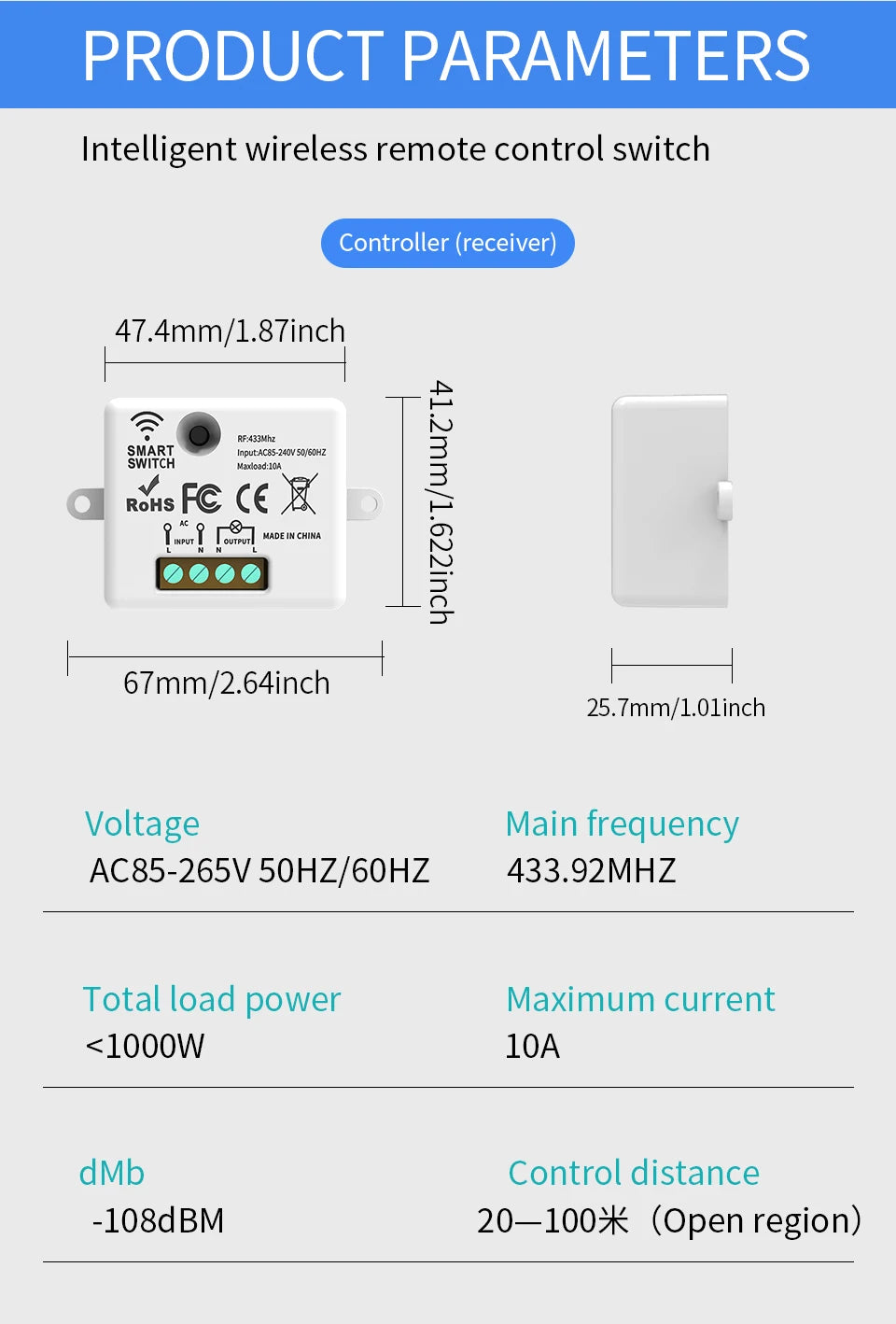 SIXWGH Wireless Light Switch Set 1/2/3Gang 433Mhz Push Button Home Remote Controller 10A 110V 220V For Led Light Lamp