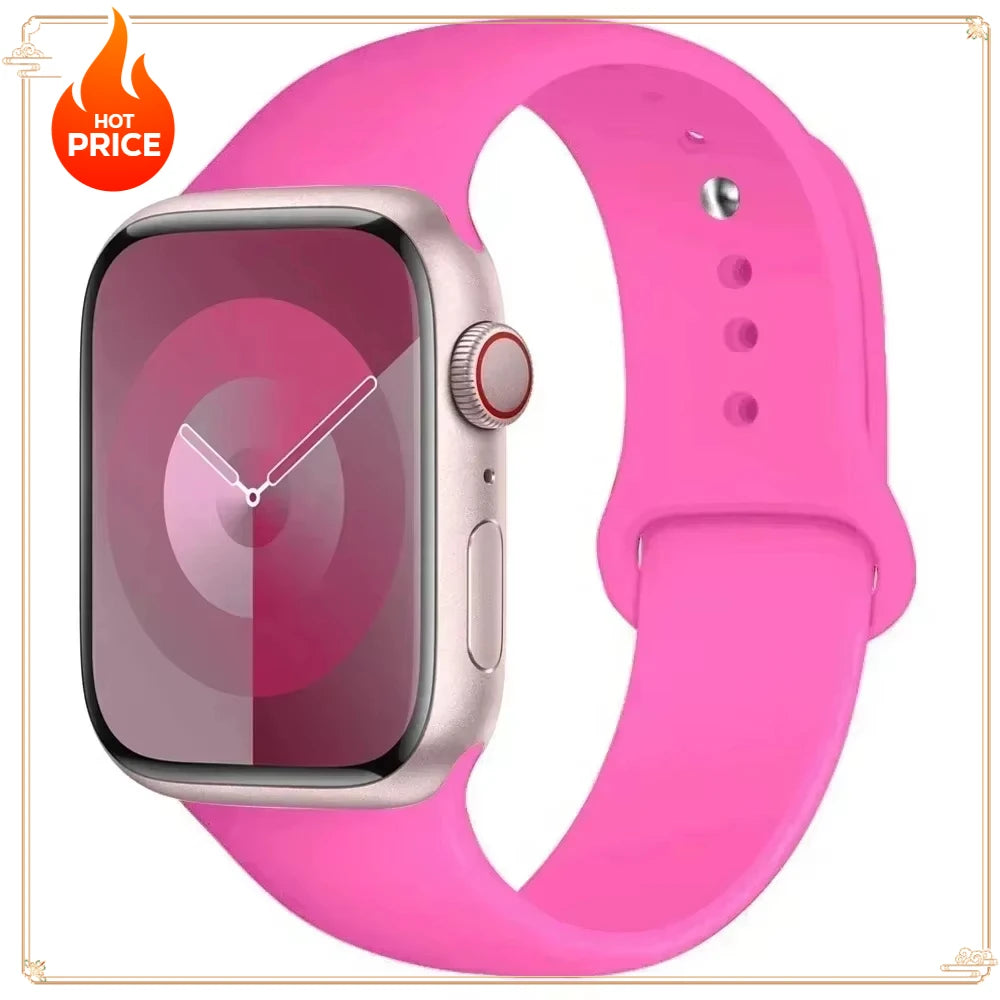 Original Silicone Strap for Apple Watch Band 38/40/41/42/44/45/46MM 49mm Bracelet for Iwatch Serie 10 9 7 4 5 6 8 SE Ultra 2 3