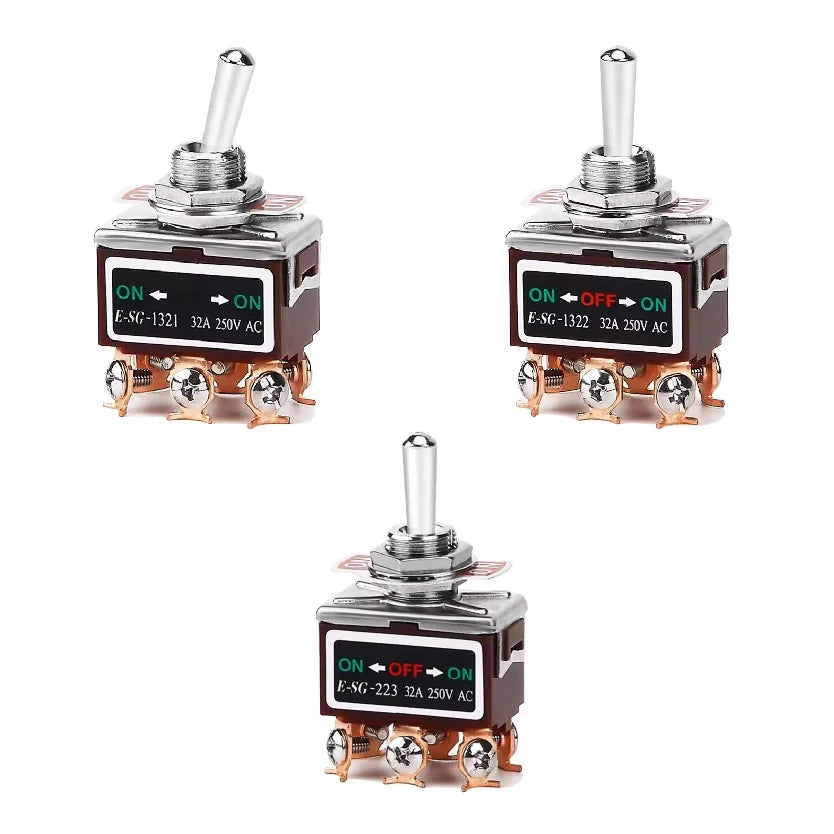 Heavy-Duty E-SG-SERIES Rocker Switch 32A 250VAC Self-Lock Reset with Multiple Pin Options 2-12 Pin
