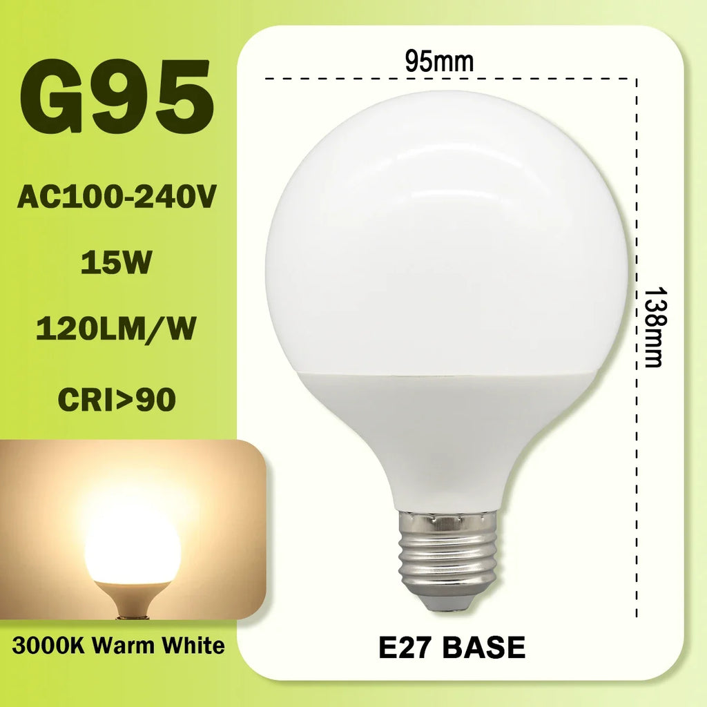 Energy Saving LED Bulb G80 G95 G120 Global Light Lamp E27 Bubble Ball Bulb 3PCS Pack RA90 White Warm White LED 110V 220V