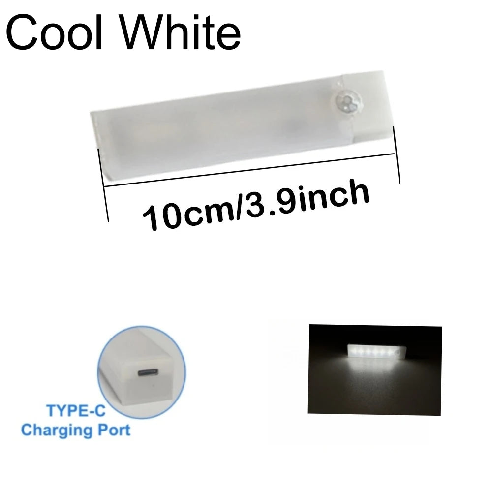 Motion Sensor  Bar  Light Type C Rechargeable Light  LED Magnetic attraction Night Light  for Kitchen Bedside Wardrobe bookcase