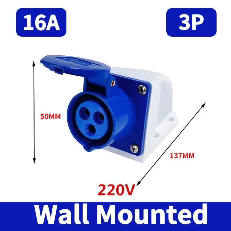 IP44 Industrial Plug and Socket Waterproof Connector 3PIN 4PIN 5PIN 16A/32A  Waterproof Electrical Connection Wall Mount Socket