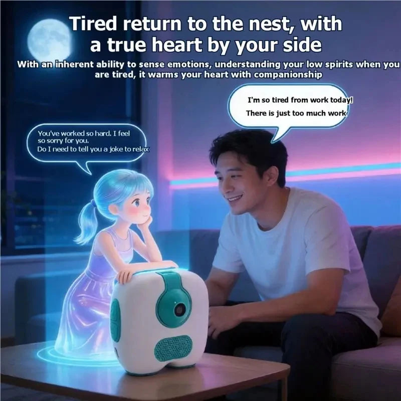 Smart AI Robot Clock WiFi Version Voice Control Assistant Image Recognition Storytelling Desktop Clock