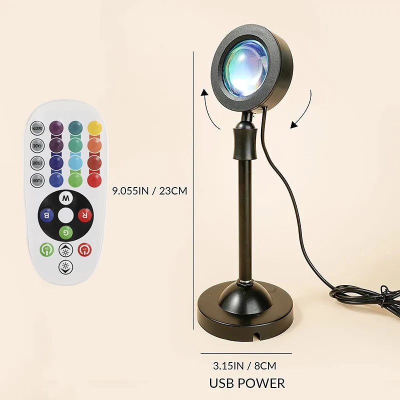 Sunset Light PROJECTOR USB 16 Color Changing Projector Floor lamp Night Light 360 Degrees Rotating  Decoration Decoration