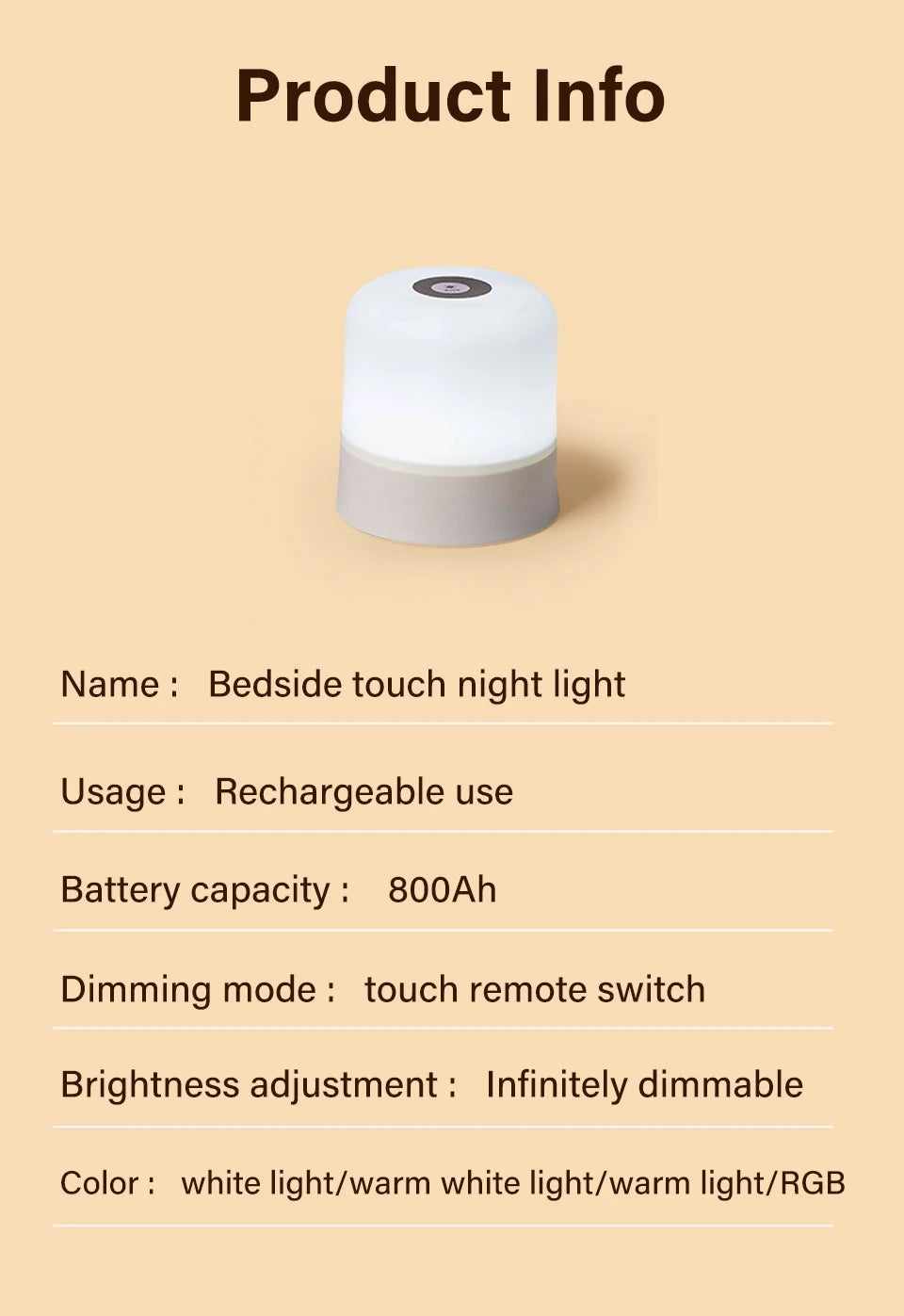 Table Lamp Bedside Lamp For Bedroom 16 Color Changing Touch Night Light RGB Remote Dimmable Rechargeable Portable Room Light