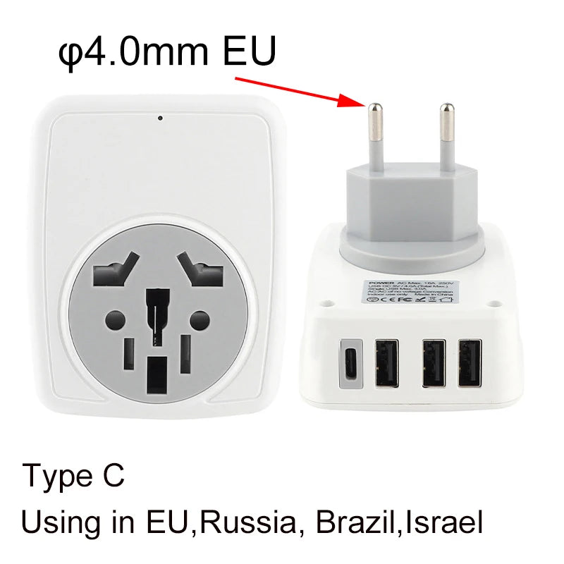 EU Plug Adapter Wall Outlet USB 1 To 2 Way European Standard Extender Socket With 2 USB Port Power Strip AC Convert Adaptor