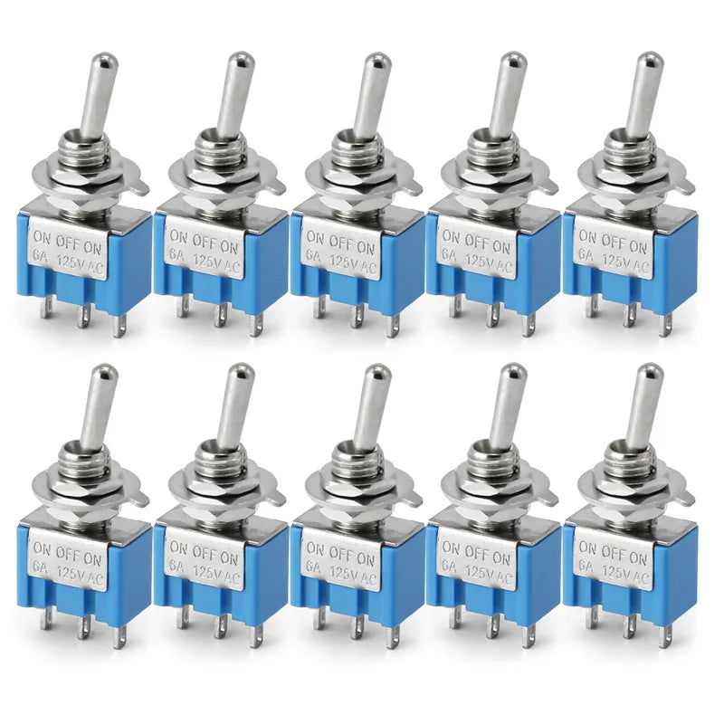 10PCS Toggle Switches Mini 3Pin 6Pin ON-ON/ON-OFF-ON ower Button Switch Car MTS-102 MTS-103 MTS-202 MTS-203