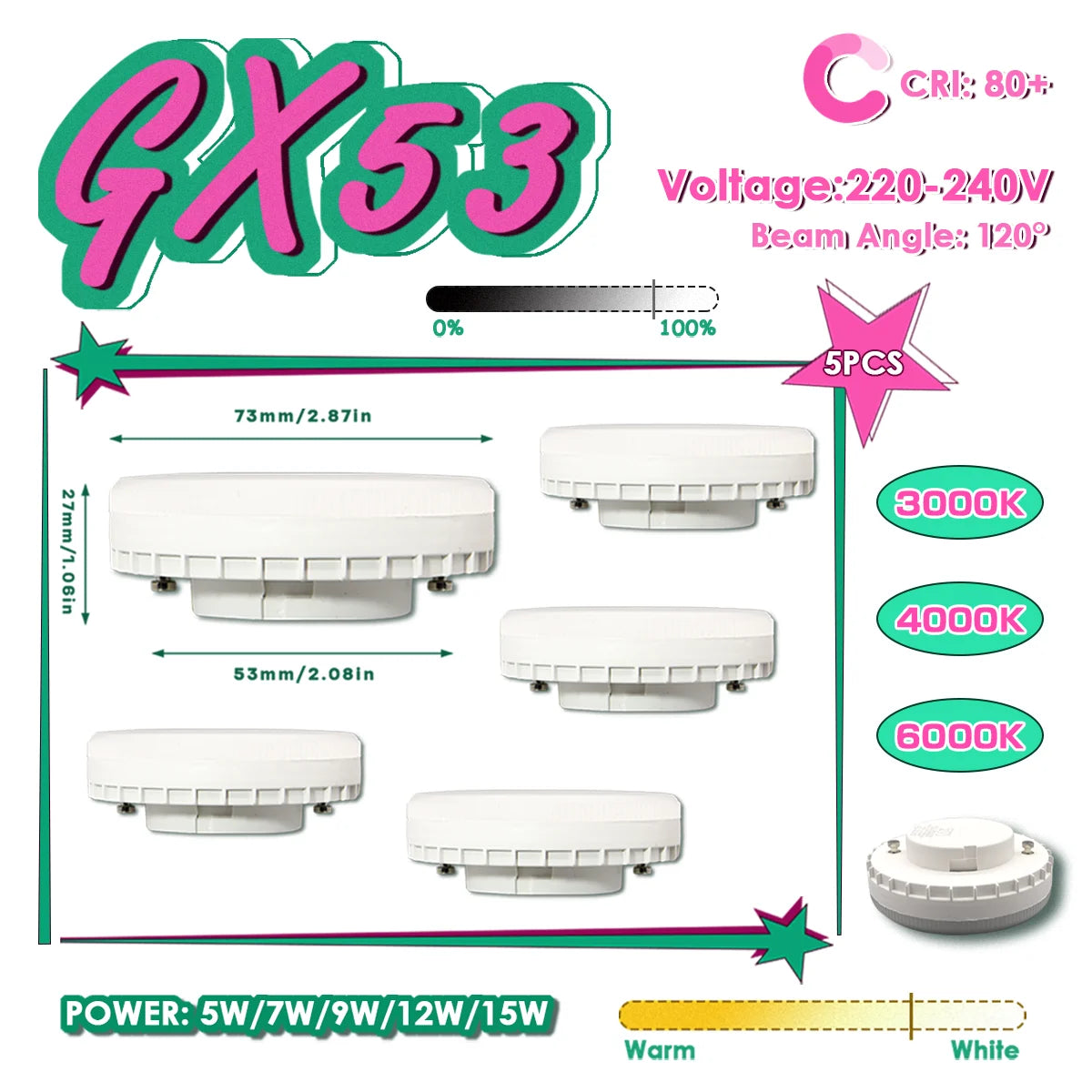 1-20pcs Hight Quality LED GX53 Bulb Spot Light 5W-15W 220V Reflector 50W Equivalent 3000K 4000K 6000K Retrofit The Fittings
