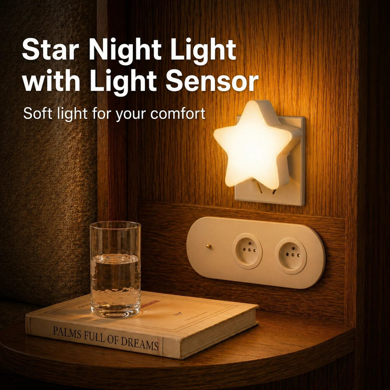 Star Shaped LED Sensor Night Lights Plug In Type Auto On Off Night Lamps for Kids Bedroom Bedside Stair Hallway Home Decor