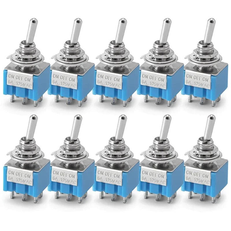 10PCS ON-OFF-ON / ON-ON Miniature Toggle Switches Mini MTS-102 103 202 203 Power Button Switch 3pin 6pin