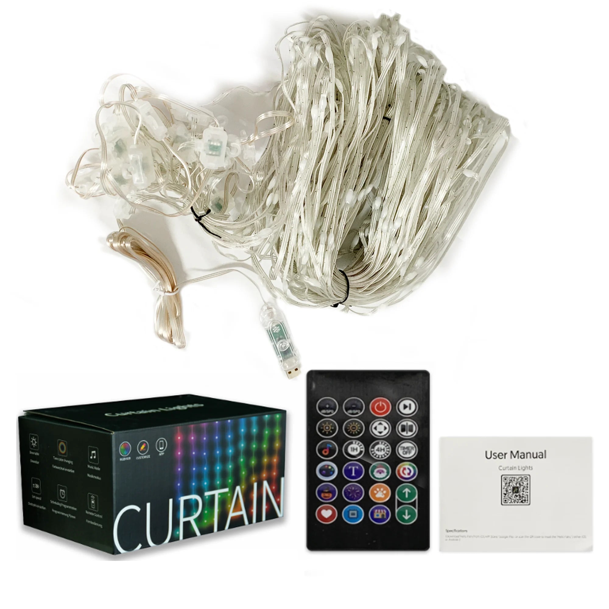 400 LED Smart USB Curtain Lights Colorful Fairy String Lights with DIY Text & Patterns,Music Sync,App Control for Bedroom Decor