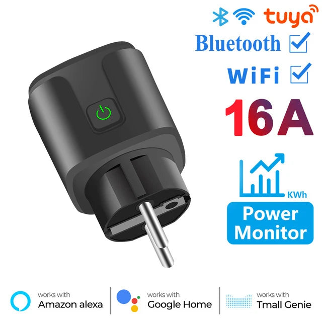 20A AC100-240V Wifi Smart Plug Smart Socket EU Power Monitor Outlet Alexa Google Home Voice Control Tuya Smart Life APP
