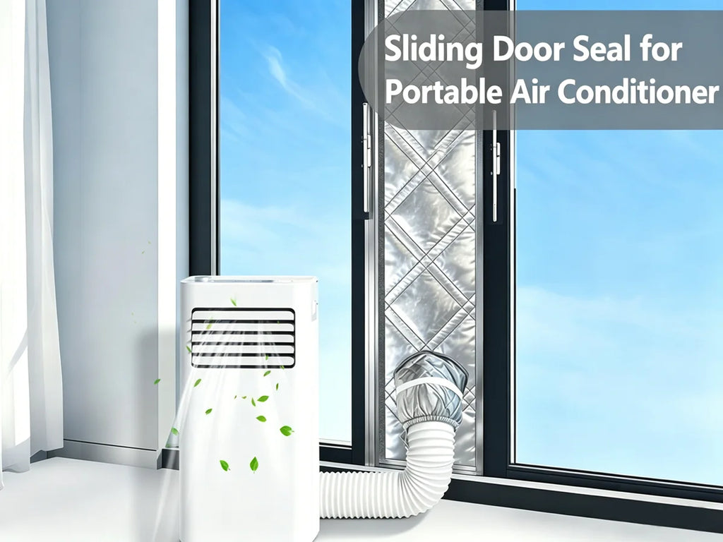 Padded Portable AC Window Seal Kit Silver Coated Sliding Window Vent Cloth for Air Conditioner Exhaust Hose Insulation