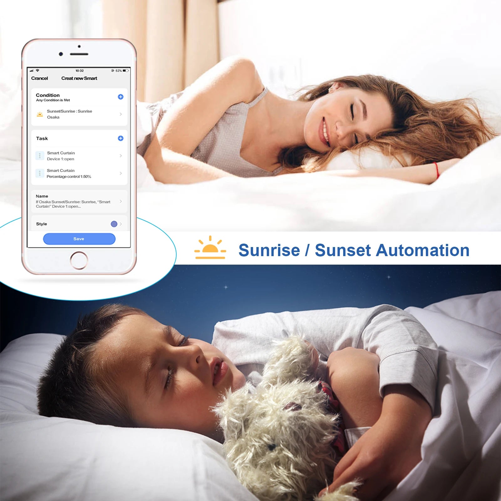 Wireless Roller Shutter Blinds Switch for Tubular Motors Percentage Progress Tuya Smart Life App Remote Control Google Assistant