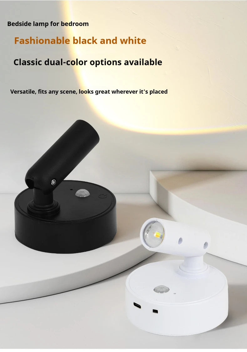 LED Light Magnetic Rechargeable Wall lamp Spotlight Atmosphere Light  No Punch Reading Light Touch Switch Dimmable Bedside Lamp