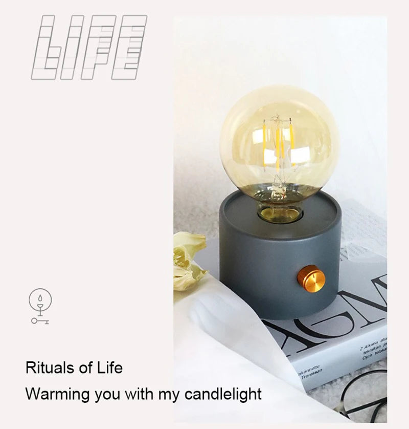 LED Night Light Battery Powered Bulb Lamp Desktop Office Light Retro Bulb Shape Night Light For Baby Room Bedroom Corridor Lamp