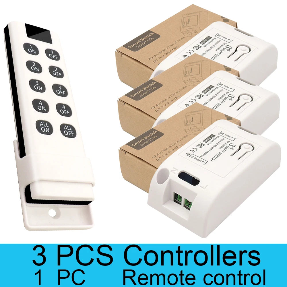 Wireless Light Switches RF 433 Mhz  Remote on Off Switch Controller Relay Ac220v 10A Smart Home Control Ceiling Lamp LED Fan