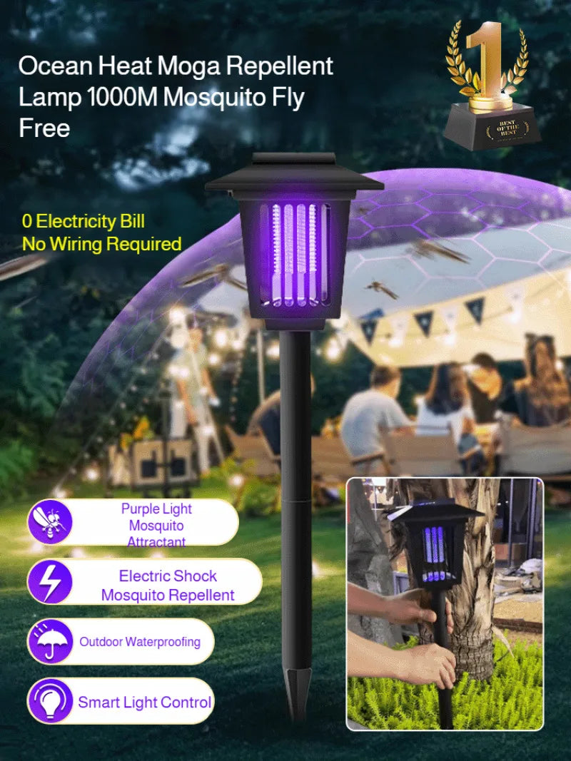 Anti-mosquito solar garden light lighting dual-purpose ground plug-in light square electronic mosquito killer light dual-purpose