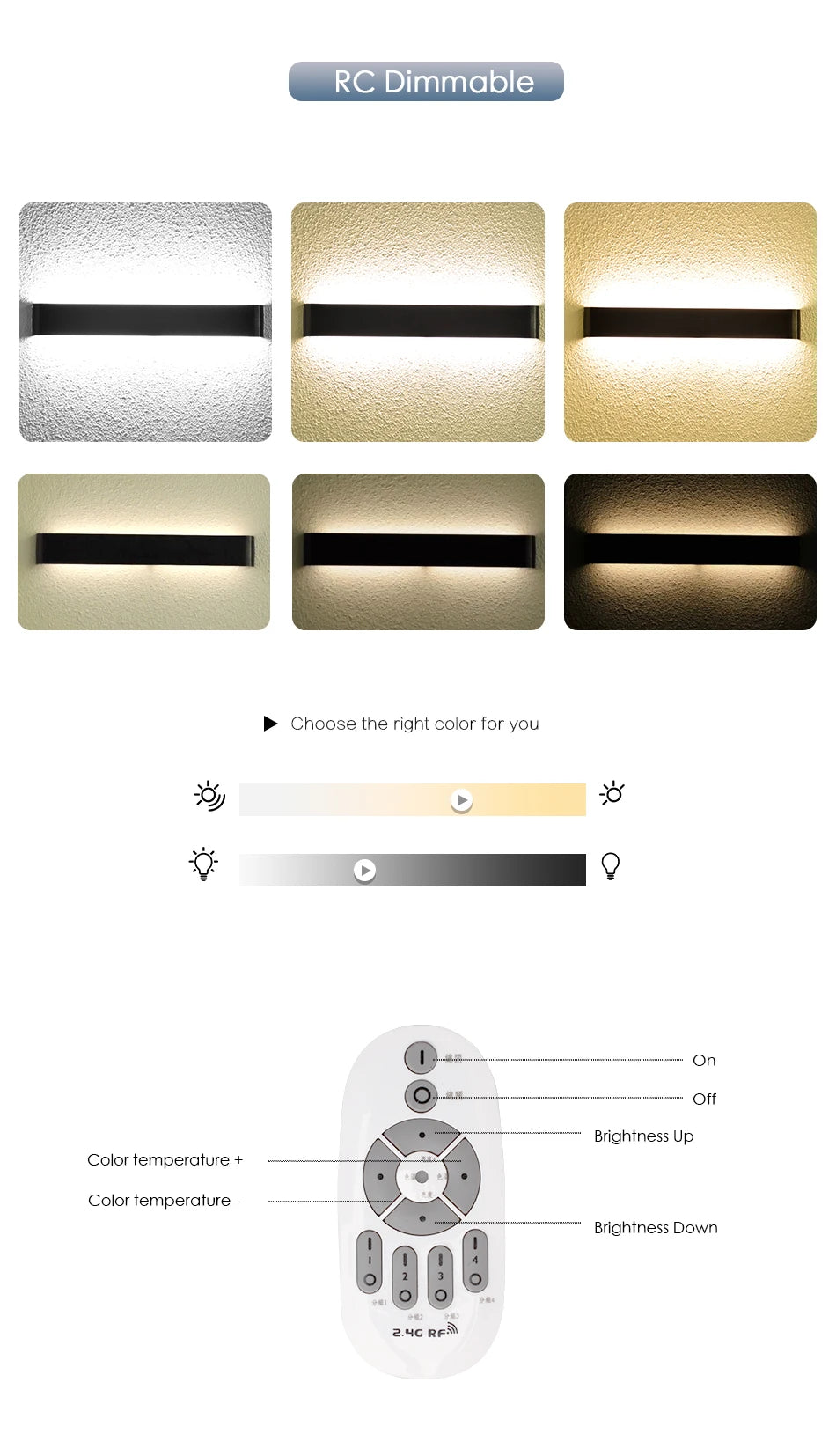 Modern LED Wall Lamp Dimmable 110/220V Indoor Light Fixture Wall Sconces Stair Bedroom Bedside Living Room Home Hallway Lighting