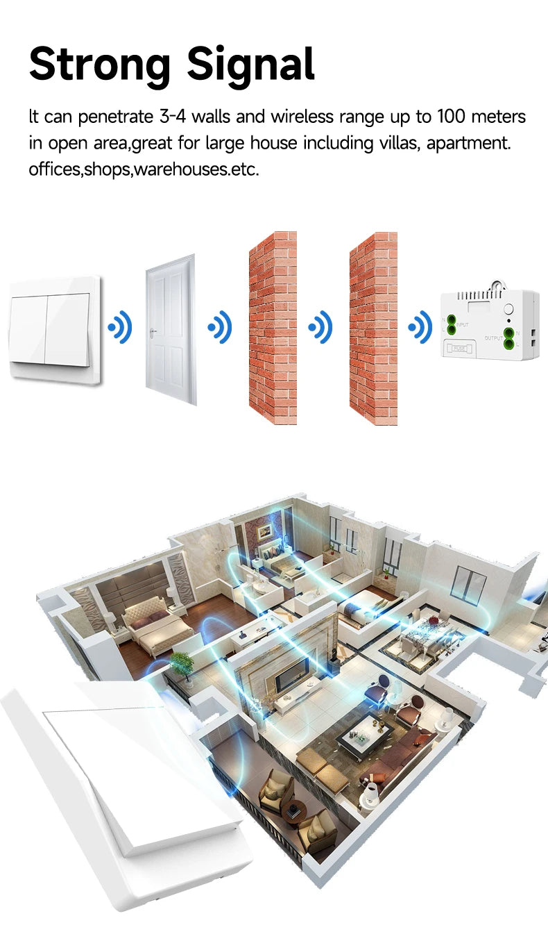 Self-Power Generation Wireless Switch IP44 Waterproof no battery household remote control Push button Wall Light switch