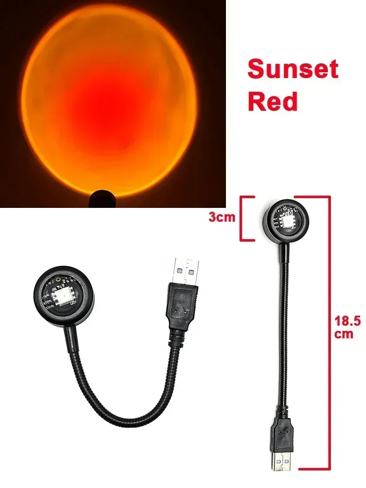 Led USB Sunset Lamp Projector Home Party Decor Night Light Atmosphere Neon Lights For Bedroom Living Room Wall Photography