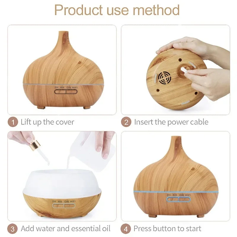 WiFi Smart 550ML Electric Aroma Diffuser Essential Oil Diffuser Air Humidifier Ultrasonic Remote Control Mist Maker Home