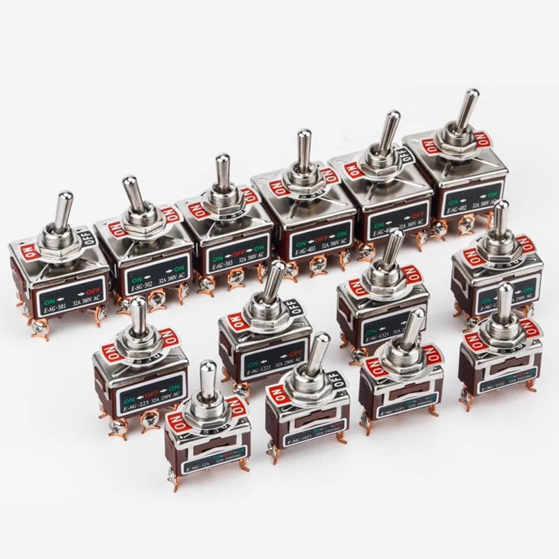 Heavy-Duty E-SG-SERIES Rocker Switch 32A 250VAC Self-Lock Reset with Multiple Pin Options 2-12 Pin