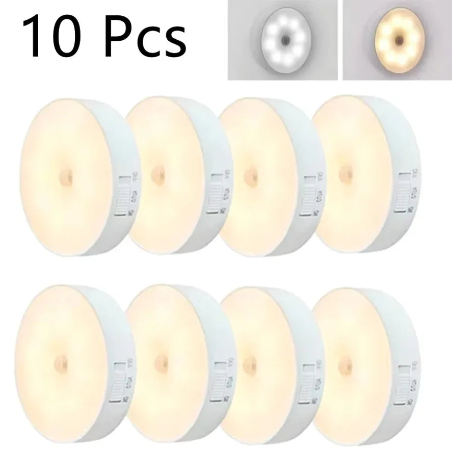 USB Charging Smart Sensor Lamp LED Human Body Induction Night Light Bedside Bedroom Home Corridor Lighting 8 LEDs Mini Wall Lamp