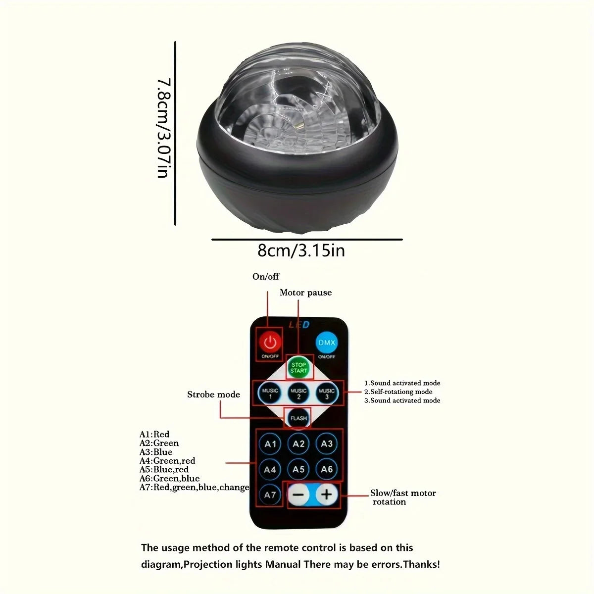 Mystic Aurora LED Sphere - USB Remote Control, Adjustable Brightness Christmas Decoration, Multi-color Northern Lights Projector